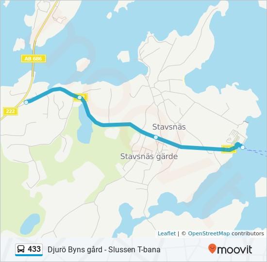 Riktning: 4 stopp VISA LINJE SCHEMA Stavsnäs Vinterhamn 222, Sweden 433 buss Tidsschema Rutt Tidtabell: Måndag 15:56-18:15 Tisdag 15:56-18:15 Onsdag