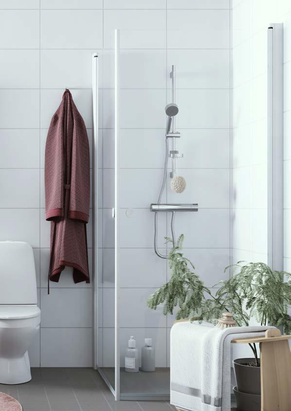 Klarglas med Timeless Pris: 3 000:- WC/DUSCH LINC 17 Svängbar duschvägg för badkar, signalvit eller