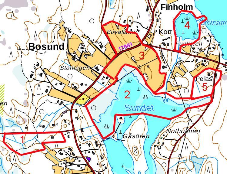 Tabell 2. Objekt som behöver beaktas vid uppgörande av delgeneralplanen. Figur Orsak Anmärkning 1 Förekomst av flygekorre. En rast- och förökningsplats (holk).