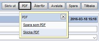 Spara ärenden som PDF Sedan tidigare har den operatör som hanterar ärendet haft möjlighet att Skicka PDF, dvs. skapa ett e- postmeddelande med ärendeinformationen bifogad som en PDF-fil.