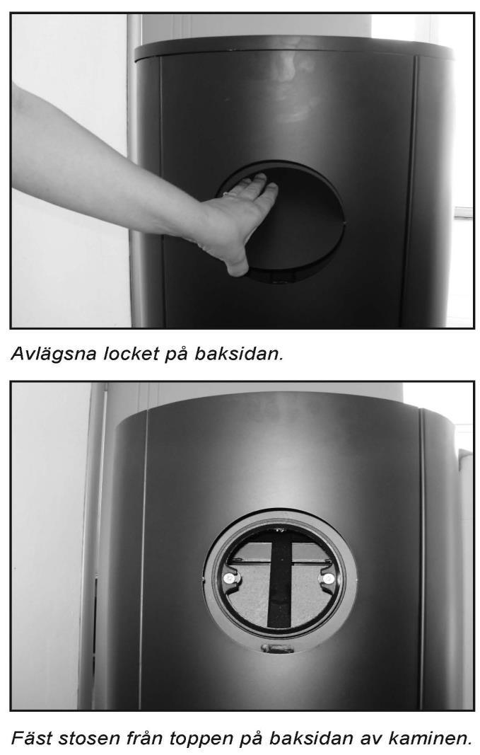 till skorsten med halvstens omslutnin, godkänd för 350 rökgastemperatur. 1.