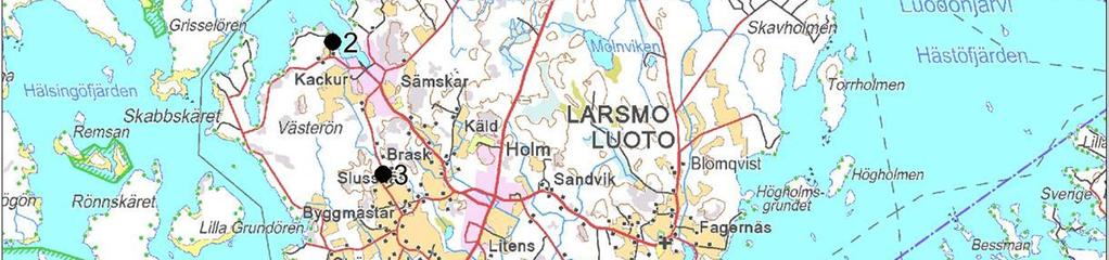 Observationerna på det undersökta projektområdet presenteras också per plats på en karta. Figur 1.