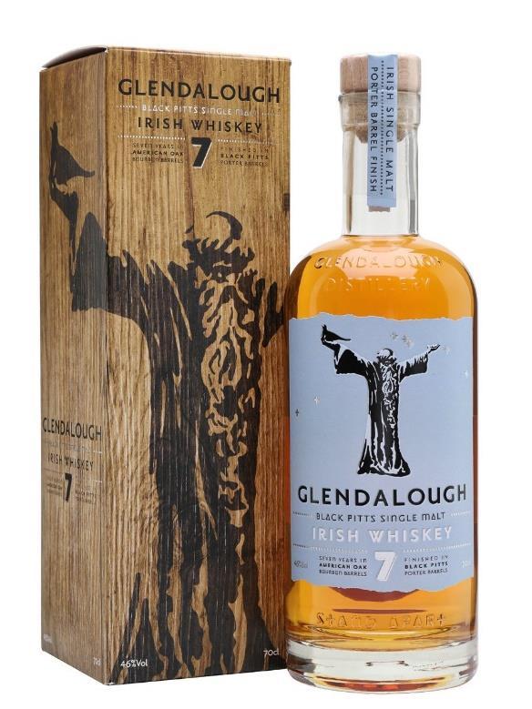 Glendalough Irland nära Dublin Startår: Början av 2000-talet Utgåva: Glendalough Single Malt, 7 år, 46 % Lagring: Finish i Porterfat 599 Kr på