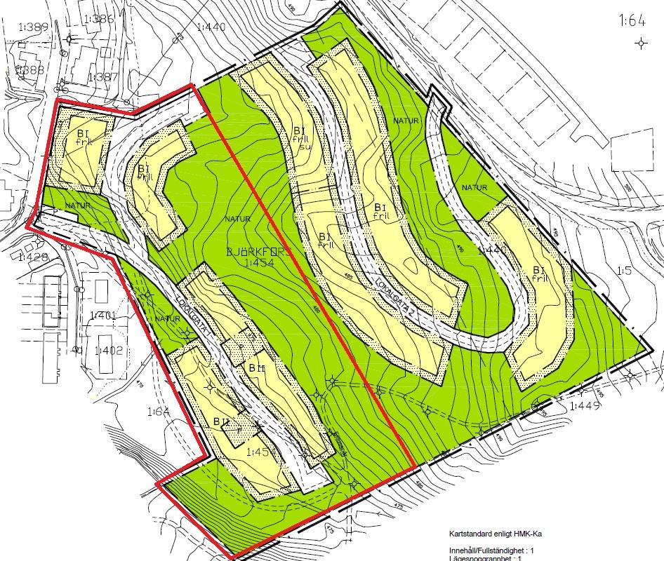 PLANBESKRIVNING Sida 7 av 21 Den del av gällande detaljplanen som nu ska ersättas av en ny detaljplan är markerat med rött.