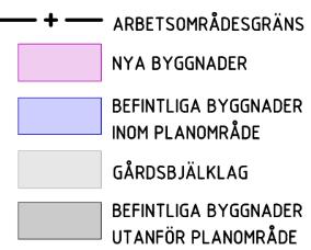 Område A har infogats i figurens högra överkant. För verkligt geografiskt läge för område A, se Figur 1. Underjordiska parkeringsgarage kommer anläggas under hus och innergårdar inom vissa kvarter.