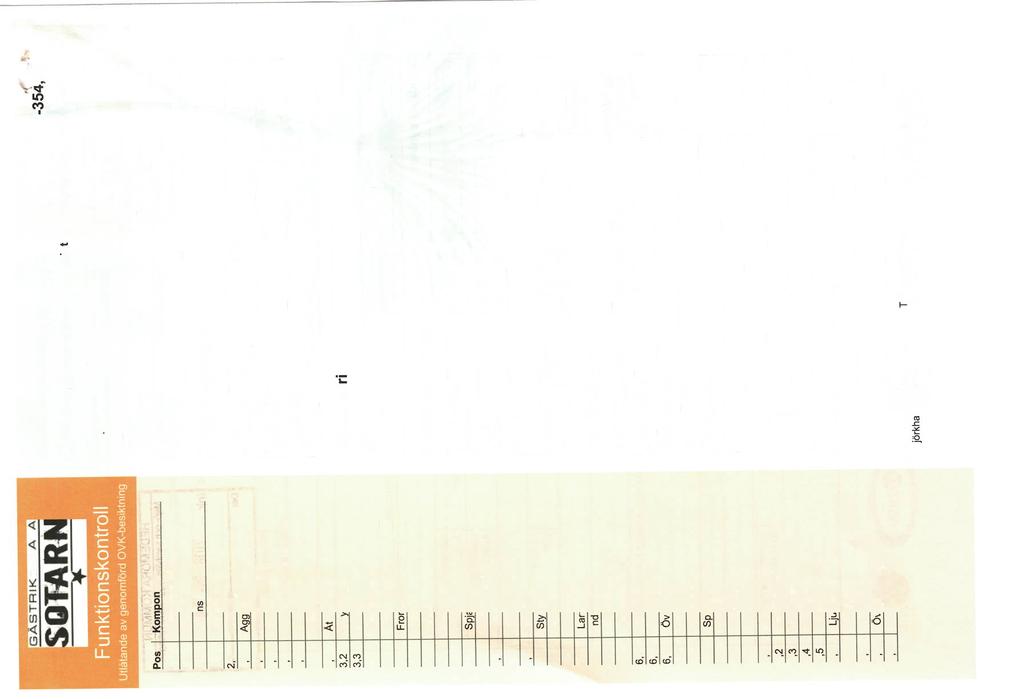 Pos Komoonent, 1 Dokumentation 1, 1 Ritningar 1,2 Driftinstruktion 2 Kanalsystem 2,1 Luftintag 2,2 Aaaregatanslutn 2,3 Täthet kanaler 2.