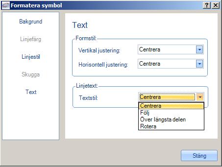 4.7.3. Text Linjefärg Inställningen Linjefärg ställer färgen på ramen. Se stycke 4.7.1 för vidare instruktioner hur linjefärgen ställs in.