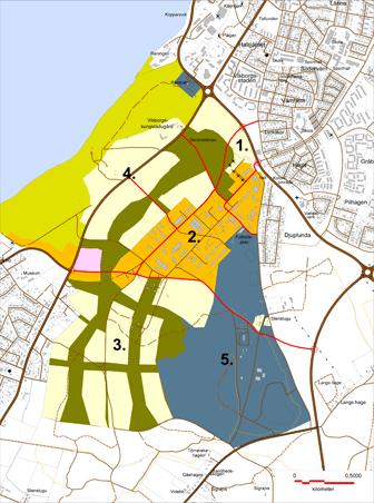 3.5.3 Visborgsområdet Visborgsområdet, i södra Visby planeras för boende, arbete och fritid. Till huvuddelen är det ett före detta regementsområde och omfattar ca. 450 hektar.