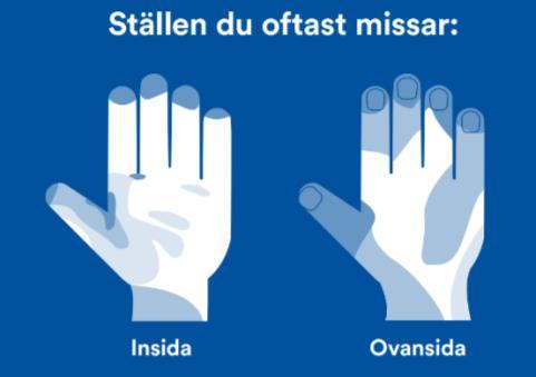 Skölj bort löddret och smutsen. 4. Torka händerna noggrant. 5. Sprita gärna händerna för extra skydd. Svårare än så är det inte att minska risken att få i sig smittämnen.