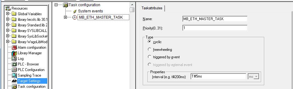 OPTIMERING Om ni skapar PLC-processen för modbus genom konfiguratorn så är inställningarna satta för högsta prio och med hög frekvens 5ms. Det är i grunden rätt tänk för kommunikation.