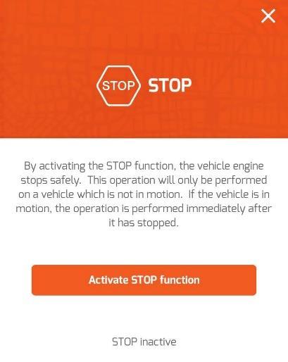 h) Startspärr för fordonets motor STOP funktionen är särskilt konstruerad för att säkert spärra start av fordonets motor (t.ex. vid stöld).