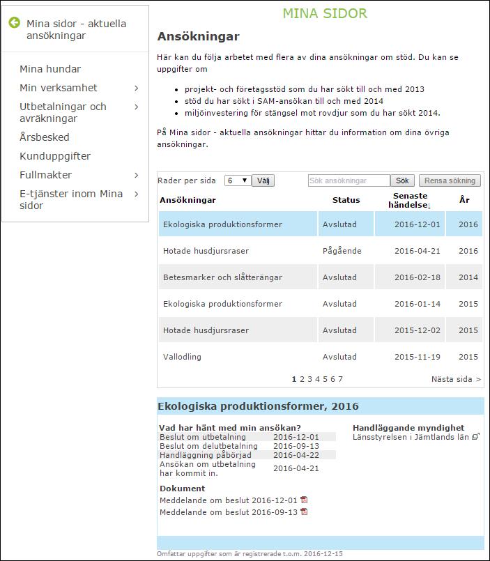 Ansökningar Övriga ansökningar som gäller jordbrukarstöd,