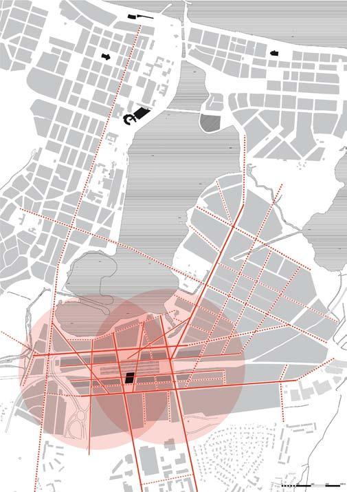 Prioritering 4 Placera stationen för höghastighetståg så en stadsutveckling är möjlig Placera stationens huvudentré så att den är nära gator och utvecklingsbar mark.