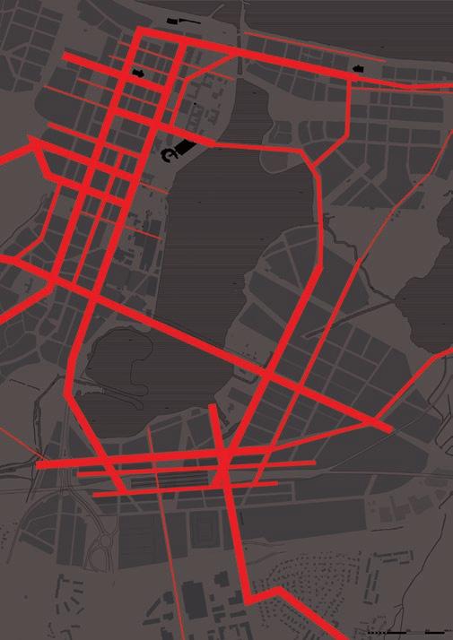 Alt. Spår i upphöjt läge (+98) Stadsutvecklingen har nått runt hela Munksjön. Mitt i stadsdelen söder om Munksjön ligger stationen för höghastighetståg.