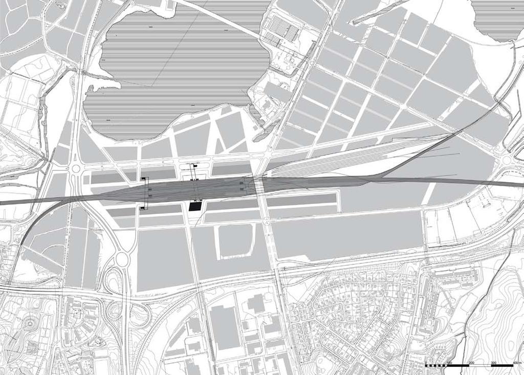 Alternativ: Bevarad godsbangård (endast aktuellt med spår i markplan) I alternativet med spår i markplan