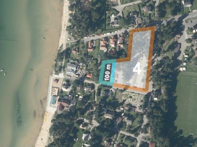 Strandskydd Figur 2. Samtliga fem planområden, där områdena 2-5 berörs av strandskydd. På område 4 återinträder strandskydd till 100 m.