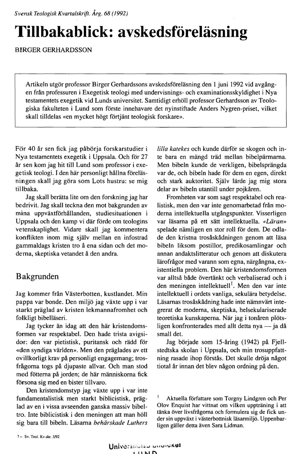 Svensk Teologisk Kvartalskrift. Årg.