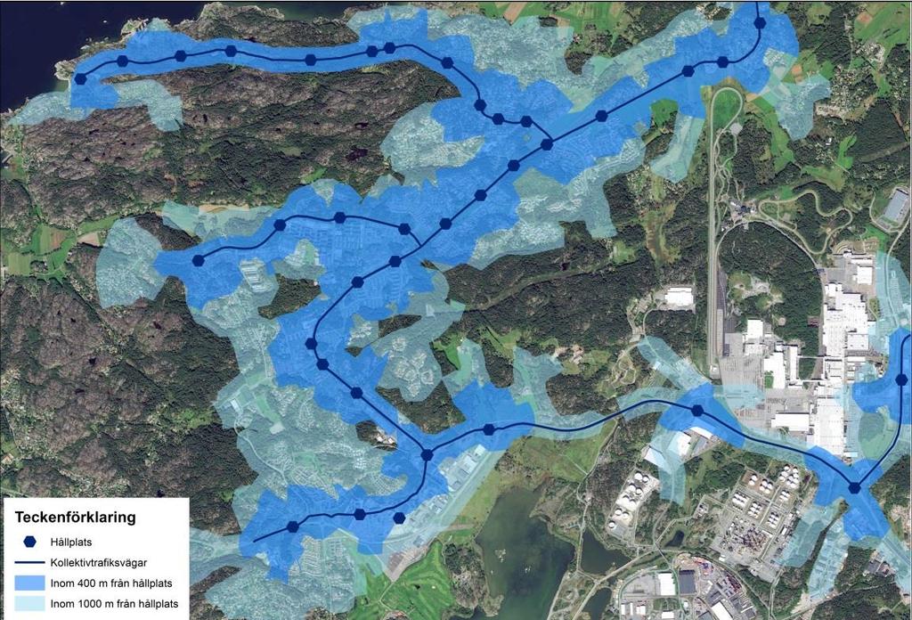 I en uppskattning av färdmedelsfördelningen för Torslanda, gjord av Göteborgs Stad år 2017, anges det att cirka 10 procent av resorna utförs med kollektivtrafik, vilket är lägre än genomsnittet för