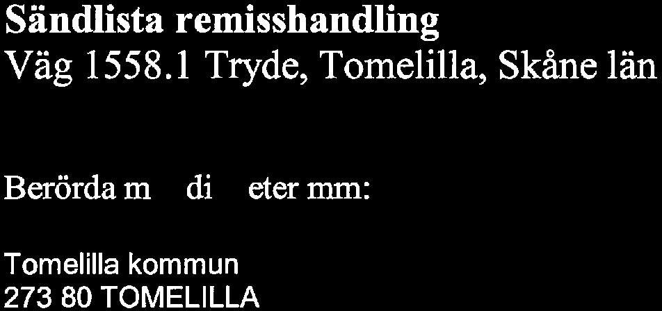 1 Tryde, Tomelilla, Skåne län Berörda m di eter mm: Tomelilla kommun 273 80 TOMELILLA Berörda