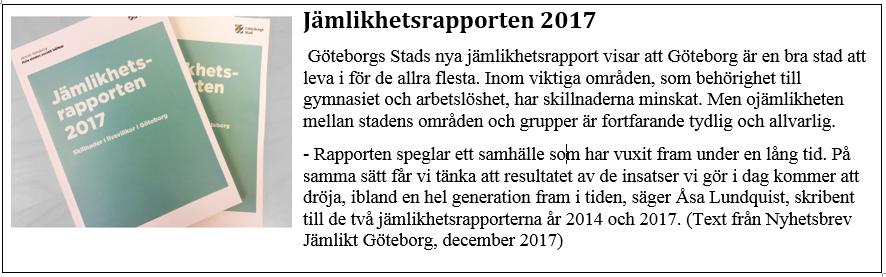 ska ges förutsättningar för arbete och hälsofrämjande och hållbara miljöer (Göteborgs Stads budget, 2016 s.