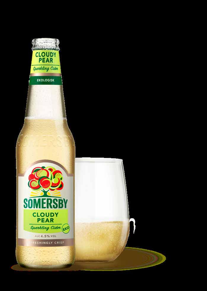Cider Cider Sommar på flaska. Profilflaska 330 ml Cloudy Pear cider är årets smakrika nyhet i Somersbys ekologiska sortiment.