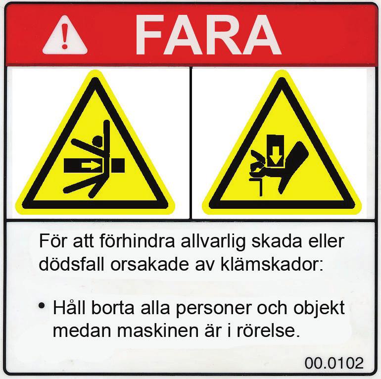 SÄKERHET A B C D Observera att dekalerna som sitter