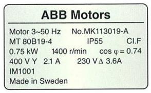 10. Använd märkskylten för Asynkronmotor för beräkningarna. a) Beräkna eftersläpningen, s för Asynkronmotorn vid märkdrift.