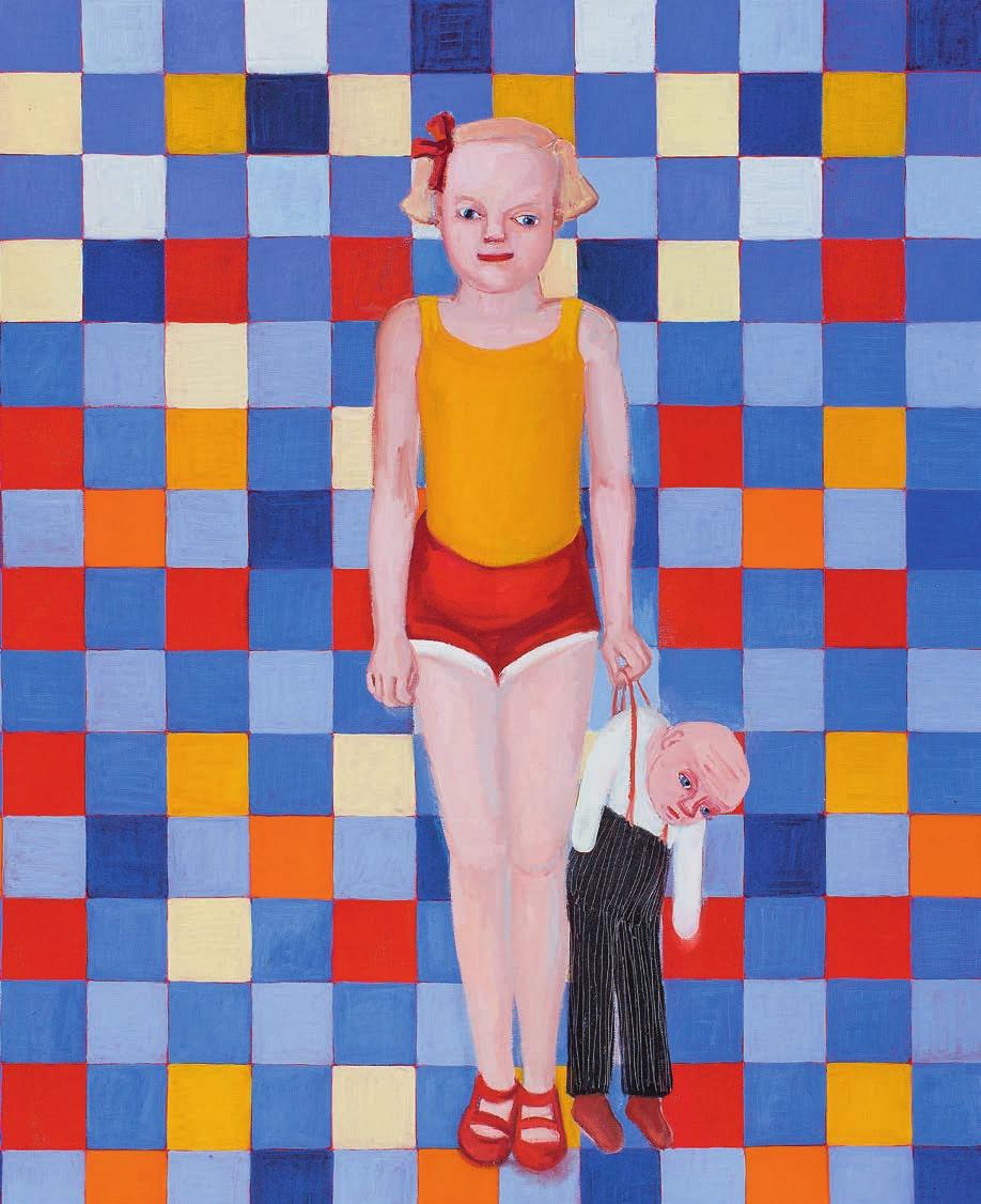 Lena Cronqvists flickor har bidragit till starka känslor hos publiken. Lilla flicka i röda skor med docka (1997), 151 x 178 centimeter. Foto Mattias Lindbäck.