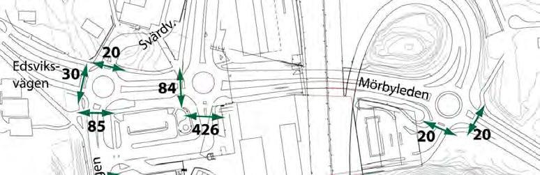Figur: Räknad gångtrafik under maximal eftermiddagstimme 2009 Figur: Antagna framtida gång- och cykelströmmar per timme Med hjälp av räkningarna fördelades nuvarande trafik