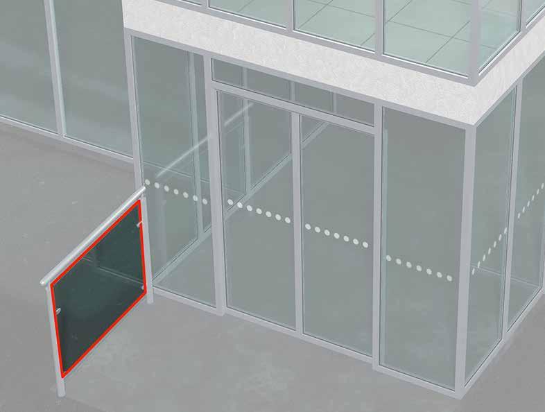 Glas i rulltrappa Hela rulltrappan inklusive räcken följer standard SS-EN