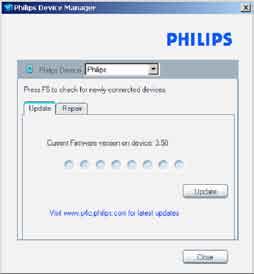 Installera Philips Device Manager från spelaren eller hämta den senaste versionen från www.philips.com/support. 5. Bekräfta programvarans status manuellt Kontrollera att du är ansluten till internet.