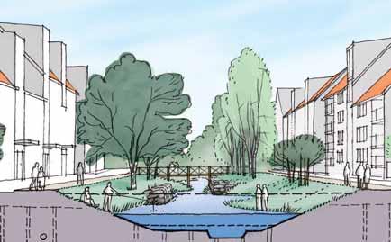 Offentliga platser Spångaån Spångaån föreslås utvecklas till ett långsträckt park- och entréstråk, som fungerar som områdets mötesplats.