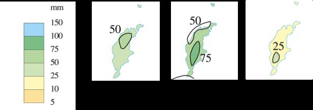 Bilaga 8 NEDERBÖRD Nederbörd har stor inverkan på vattenkvaliteten. Figur 1 visar månadsnederbörden på Gotland under månaderna juni, juli och augusti, 2015.
