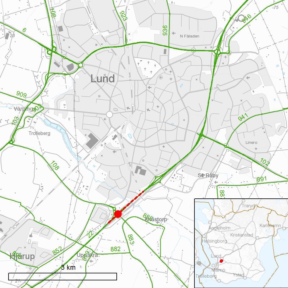 E22 Trafikplats Lund S, VSK038 1. Beskrivning av åtgärden Nuläge och brister: E22 förbi Lund är en viktig länk för trafiken till och från Lund, men även för genomfartstrafik i nord-sydlig riktning.