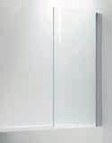svängt hörn med två öppningsbara dörrar, grepp och profiler i blank aluminium, höjd 2000 mm.