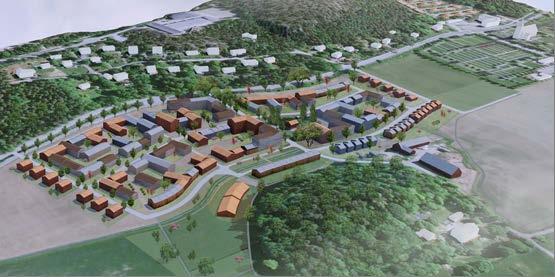 Planförslag 3D modell över föreslagen bebyggelse