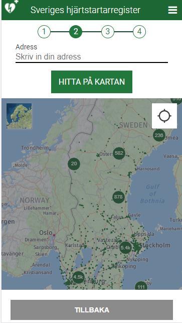 Sök adress. Skriv in din adress på linjen.