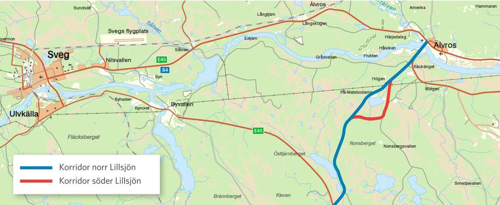 1.2 Kompletterande diagram, figurer eller kartbilder Utredningsområdets avgränsning Lantmäteriet Geodatasamverkan Ungefärliga förslag till nya vägkorridorer Lantmäteriet Geodatasamverkan 1.