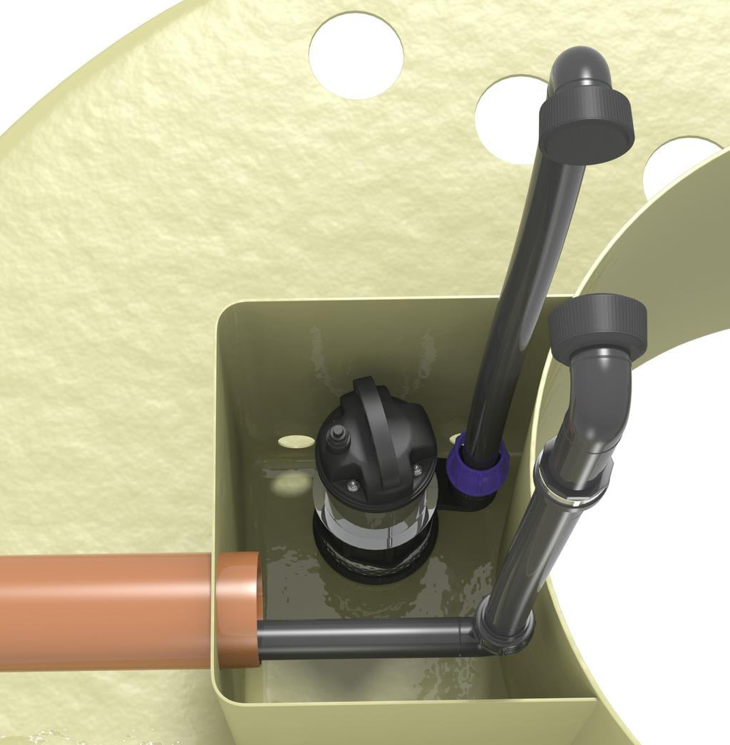 4. Montera utloppsröret (Ø 40 mm) genom det ordinarie utloppsröret (Ø 160 mm)