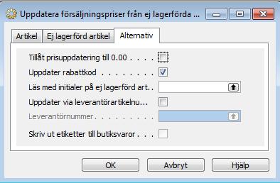 försäljningspriser, har tre flikar: