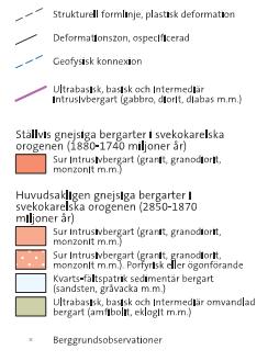 Strax öster och precis norr om projektområdet finns det en NNV SSO-lig respektive NV SO-lig svacka. Dessa två svackor korsar varandra precis nordost om projektområdet.