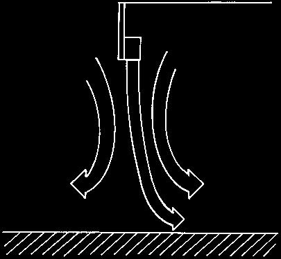 Justera hastigheten med 5-stegsregleringen (ADACR), så att pappersbiten varken blåser inåt eller utåt. Finjustera genom att ändra aggregatets vinkel med justerskruven (Bild 3).