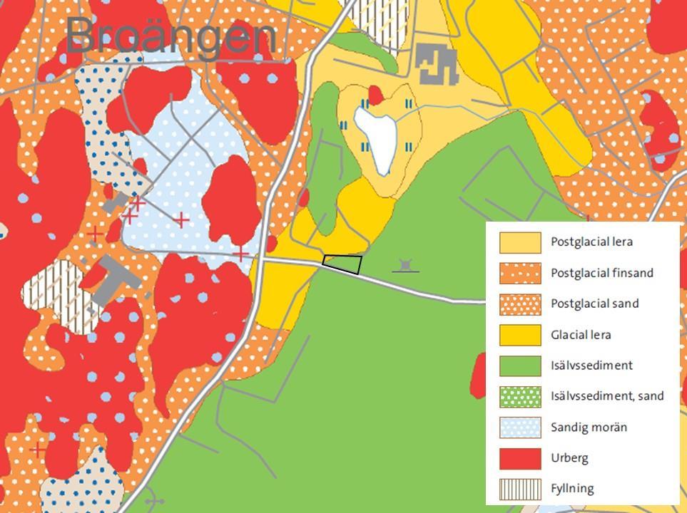 Grap nr Uppdragsnummer Version 18089 605145 1.0 Figur 2. Jordartskarta hämtad från SGU:s karttjänst (2018). Det aktuella området är markerat med svart. 2.3 Nuvarande och tidigare verksamheter Idag används inte byggnaderna inom fastigheten till någon verksamhet.