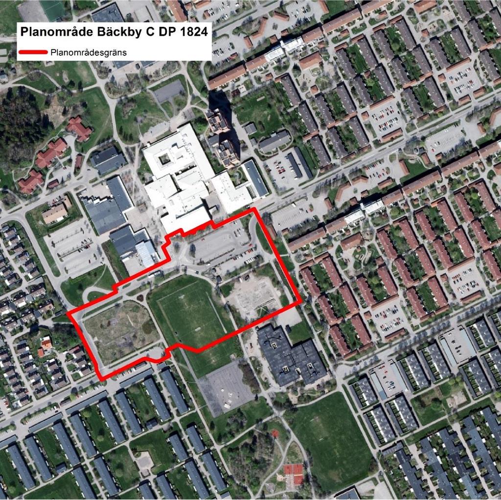 Figur 1. Planområdet för Bäckby C före exploateringen. 3.2 Efter exploatering Bäckby C ingår i det planprogram som har tagits fram för Bäckby.
