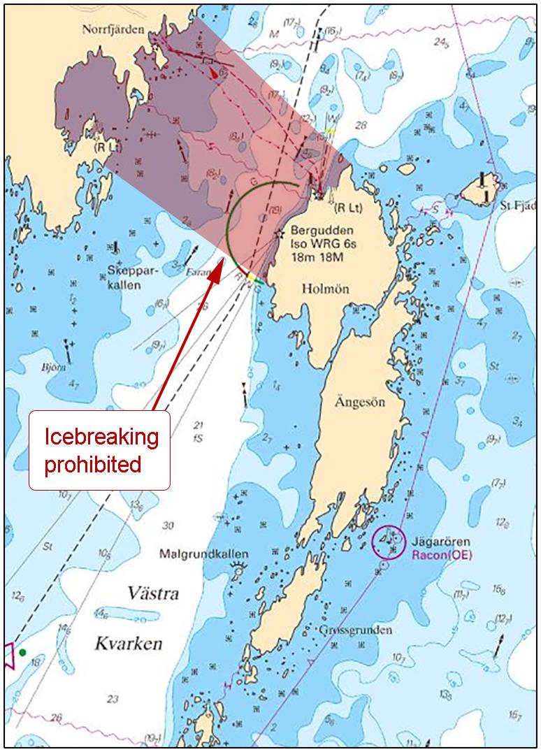 2017-02-16 6 Nr 638 Förbud mot isbrytning Sjöfartsverket, Luleå. Publ. 15 februari 2017 Bottenhavet * 11220 Sverige. Bottenhavet. Husum. Rågön. Djup. Förlängd kaj.