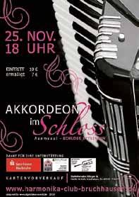 Bruchhausen e.v. Konzert Akkordeon im Schloss Foto: HCB Der Harmonika-Club-Bruchhause lädt Sie herzlich zum Konzert Akkordeon im Schloss ein: am Sonntag, 25.