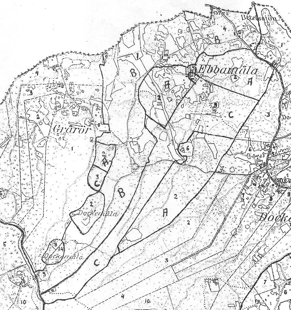 Ebbamåla Ebbamålas gränser mellan gårdarna omkring 1810 A