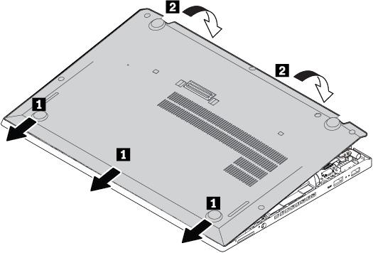Så här byter du ut det undre datorhöljet: 1. Inaktivera det inbyggda batteriet. Se Inaktivera det inbyggda batteriet på sidan 107. 2. Kontrollera att datorn är avstängd och frånkopplad från nätström.