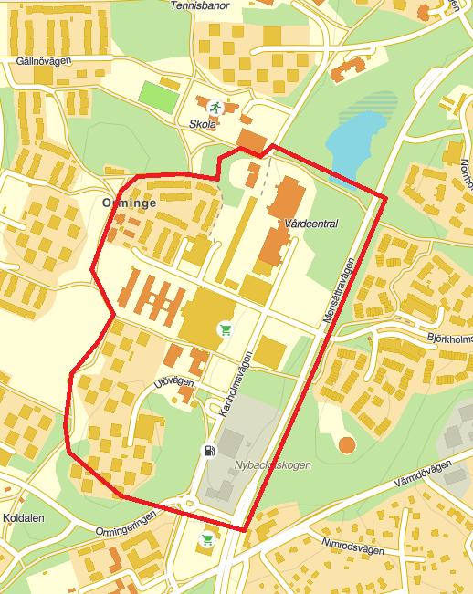 stadskärna. Se Figur 1 för lokalisering av utredningsområdet samt gräns för förstudien.