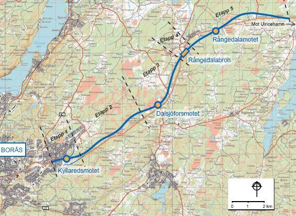 - Skanska - Etapp 1 - Peab - Etapp 2 och 3 - Vägverket produktion - Etapp 4 och 5 Etappuppdelningen ses även i Figur 5-3.